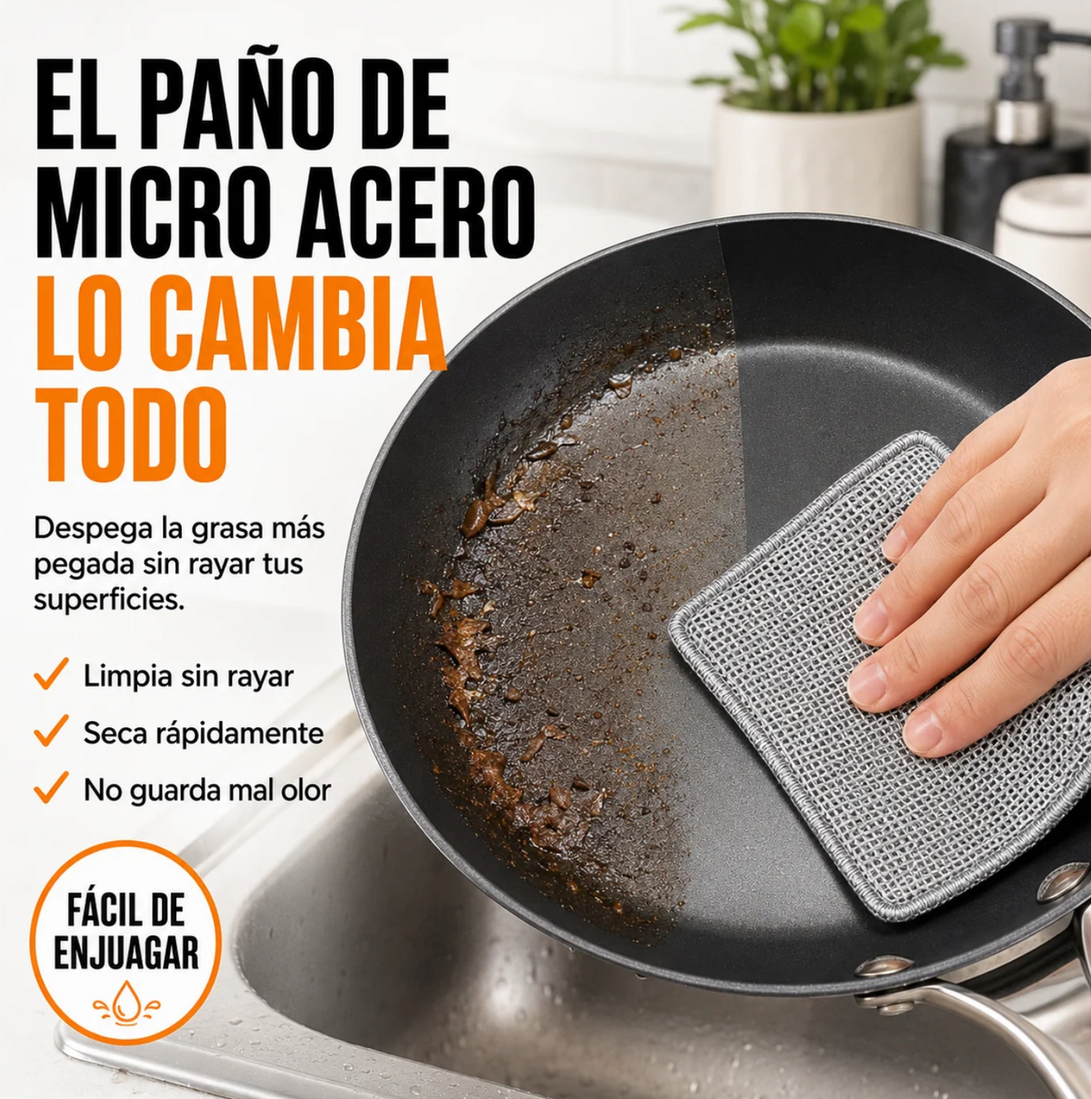 CleanUltra - Pack 10 Paños de Micro Acero Multiusos - Limpia La Grasa Más Dificil sin Rallar Tus Ollas