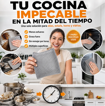 CleanUltra - Pack 10 Paños de Micro Acero Multiusos - Limpia La Grasa Más Dificil sin Rallar Tus Ollas