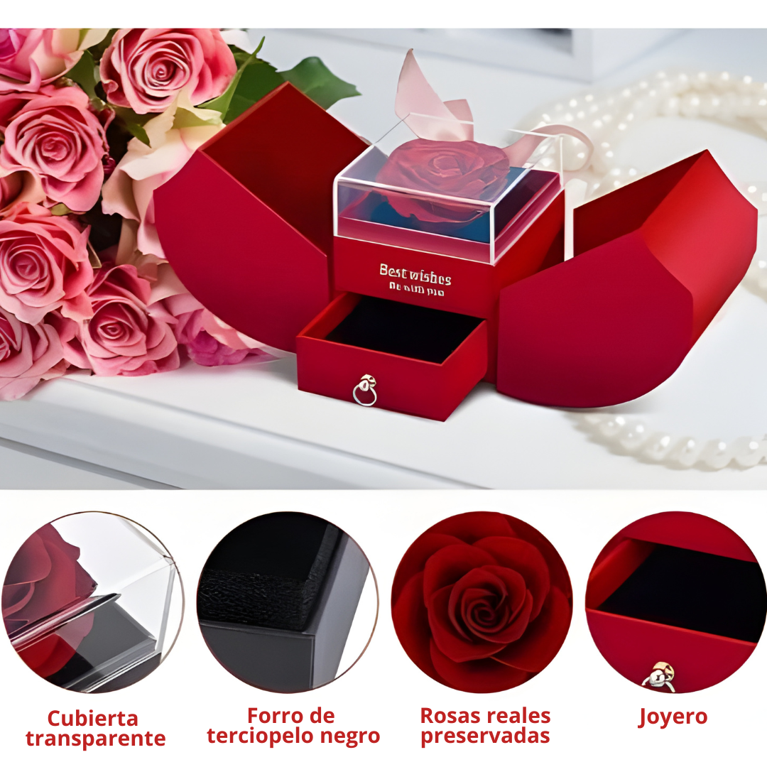 LuxeRose - Caja de Regalo de Rosa Preservada