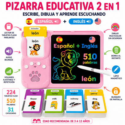 DIVERKIDS™ - Pizarra Educativa 2 en 1 con Tarjetas